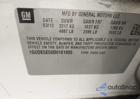 2013 Cadillac Cts Luxury z USA, uszkodzony, nr VIN 1G6DE5E58D0161855